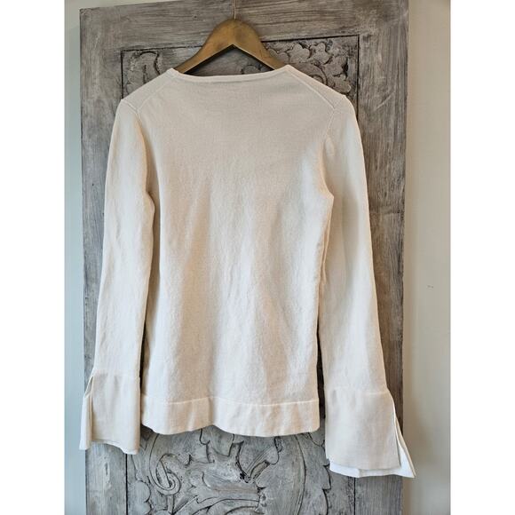 The Fold Merino Wool Blend Cream Ivory Sweater Blouse Size M Medium - Picture 7 of 8